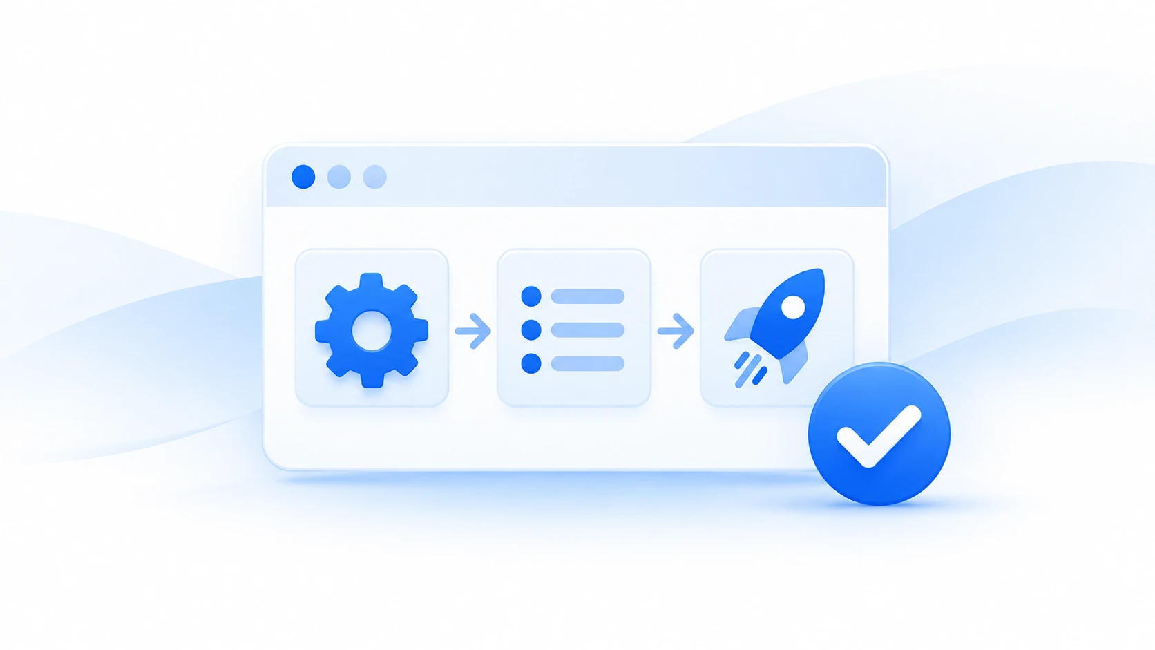 Configuration gear and approval checkmark for implementation