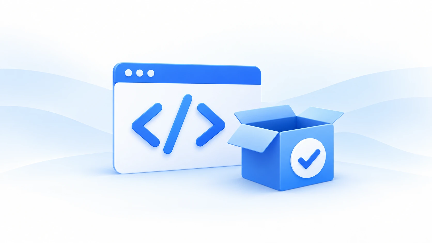Code window and package icons for product development